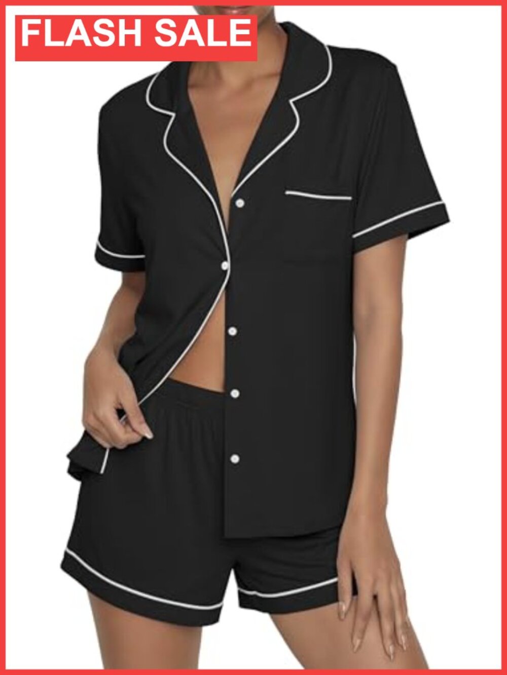 Ekouaer Womens Pajama Set Button Up Short Sleeve Sleepwear 2 Piece